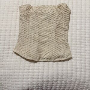 White Fox Boutique Cream Mesh Top